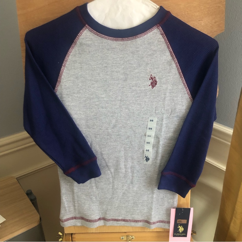 🎉New! USPA Boys Thermal waffle weave long-sleeve pullover shirt 5/6